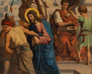 Lot 1084 European Oil on Canvas, Ca. 19th C., 'Jesus Condemned to Death', H 41" W 29"