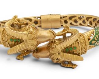 Lot 37 18K Gold Hinged Ram Cuff Bracelet 34.7 grams 1 PC