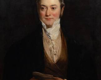 Lot 1076 English Oil on Canvas, Ca. 1830s, 'Portrait of a Gentleman', H 36" W 28"