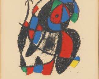 Lot 1055 Joan Miro (Spanish, 1893-1893) Lithograph in Colors on Arches Paper, with Watermark 1975, 'Untitled (from Lithographie II)', H 17.5" W 14"
