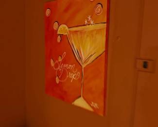 Martini cocktail canvas painting, bar art