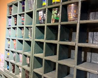 Shot glasses and cubby display shelf