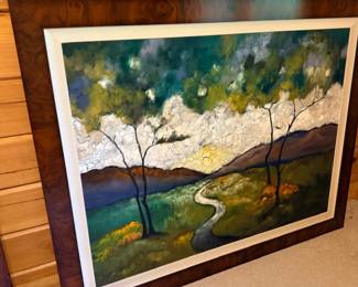 Mid-century modern landscape oil painting