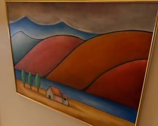 Stylized rolling hills landscape painting