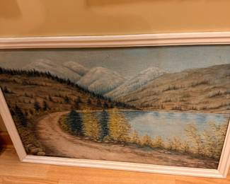 Mountain lake landscape oil painting