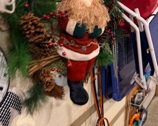 Christmas Santa wreath and holiday decor