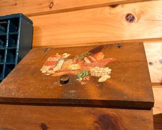 Vintage hand painted wood storage box
