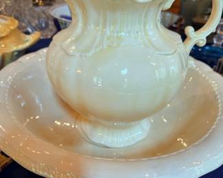 Antique ironstone pitcher and wash basin set