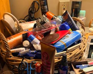 Bathroom toiletries and personal care items
