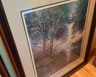 Framed winter tree landscape print