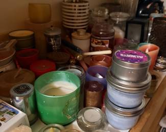 Large lot of jar candles and votives