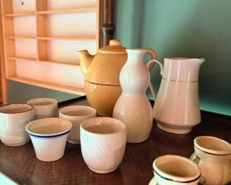 Stoneware pitchers, creamers, and mugs
