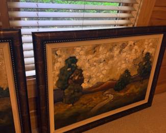 Framed landscape oil paintings, two available