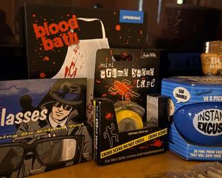 Novelty gag gifts and glass ashtray