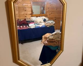 Octagonal gold frame wall mirror