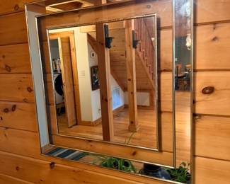 Beveled glass panel wall mirror