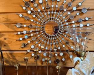Mid-century modern starburst sunburst wall mirror