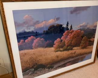 Framed autumn river landscape art print