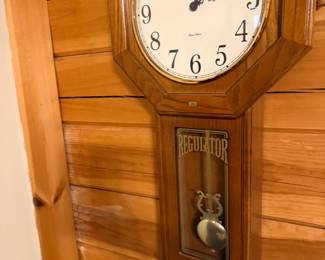 Oak regulator wall clock with pendulum