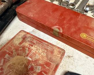 Wrench set, vintage tool boxes, and tape measure