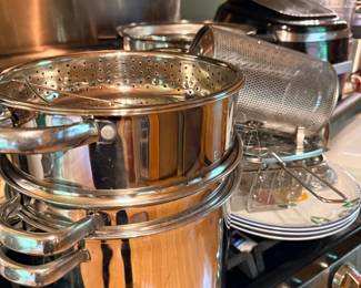 Stainless steel stock pots and cookware