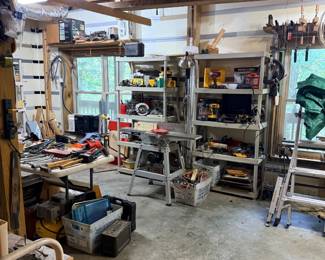 Workshop full of tools and clamps