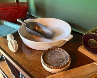 Wood serving pieces, bowls, and cheese board