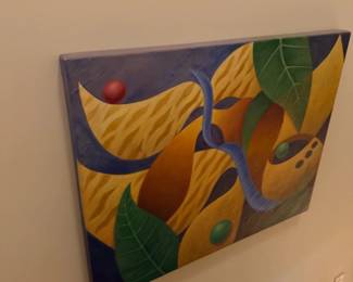 Abstract botanical canvas painting