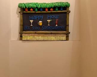 Happy Hour tiki bar wall sign