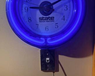 State Water Heaters neon advertising clock