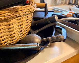 Cast iron skillet and kitchen tools