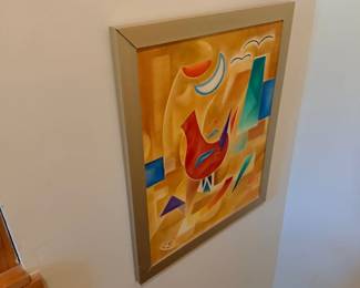Mid-century modern abstract bird art print