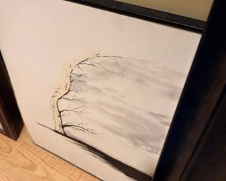 Framed winter tree artwork