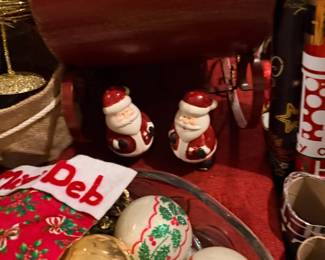 Vintage Santa salt and pepper shakers with ornaments