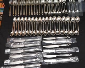 Sterling Silver Georg Jensen Iconic Acorn Pattern Flatware Set