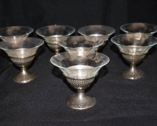 Sterling Silver Set Of 8 Pierced Vintage Sorbet Holders