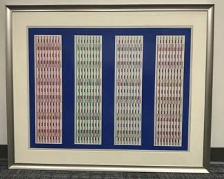 Yaacov Agam Limited Edition Lithograph 4 of 9, Signed, Matted Framed