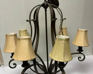 Chandelier with Bronze Finish and Fabric Shades