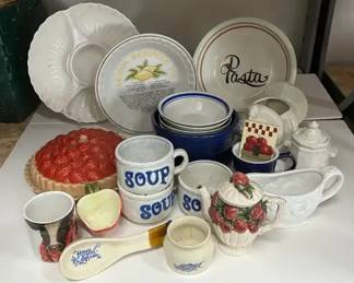Assorted Ceramic Kitchen Items Including Decor