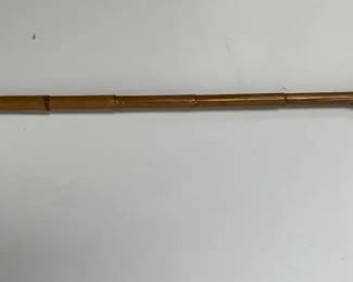 Antique Bamboo Riding Crop With Sterling Silver Collar And Carved Antler Handle