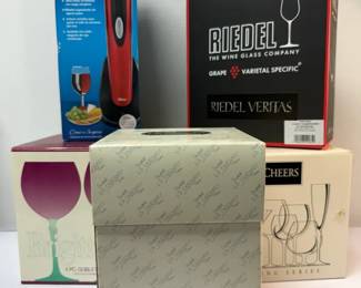 Boxed Wine Glasses and Oster Electric Wine Opener NEW