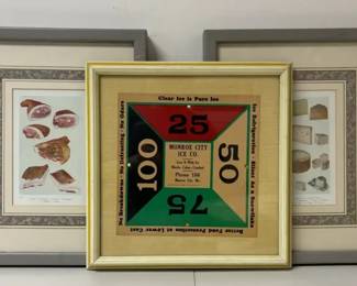 Vintage Monroe City Ice Co. Print, Vintage Illustration Prints of Meat Cheese cuts