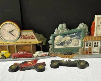 Vintage Burwood Products Plastic Battery Wall ClocksCoke Family Drive In