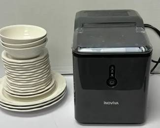 INOVIVA Counter Top Nugget Ice Maker, Pfalsgarff Assorted Plates Bowls