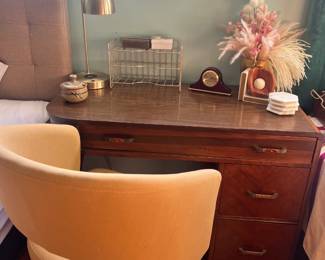 Vintage Art Deco desk with two filing drawers. 