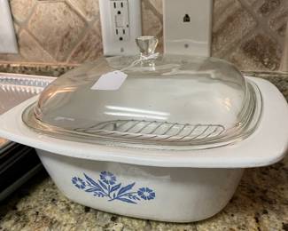 CorningWare Cornflower Roasting Pan w/orig rack