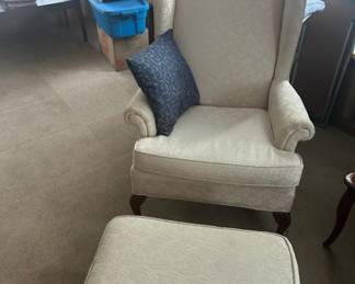 Wingback Chair with Ottoman - Elegant wingback chair accompanied by a matching ottoman, perfect for any living space. We have 2 wingbacks and 1 Ottoman