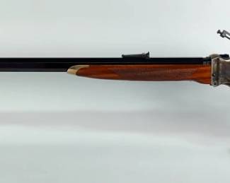 Pedersoli 1874 Sharps Quigley Sporting .45/70 Gov't Falling Block Lever Action Rifle SN# SH29222, Soule Type Aperture Rear Sight And Spirit Level Tunnel Front Sight With Instructions, Paperwork, With Allen Soft Case, In Original Box