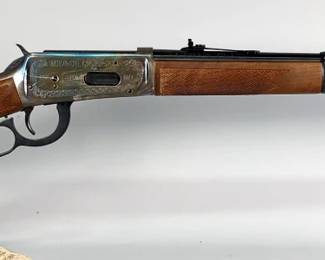 inchester 94 Wells Fargo Commemorative Carbine 30-30 Win Lever Action Rifle SN# WFC282, Engraved Receiver And Barrel Marked Wells Fargo & Co. 1852-1977, Medallion In Stock, Manual