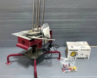 Aerial Assault Automatic Clay Pigeon Trap, Champion Yellow Dome Clay Targets, New In Case, And Assorted 12 Ga And 20 Ga Ammo, Local Pickup Only